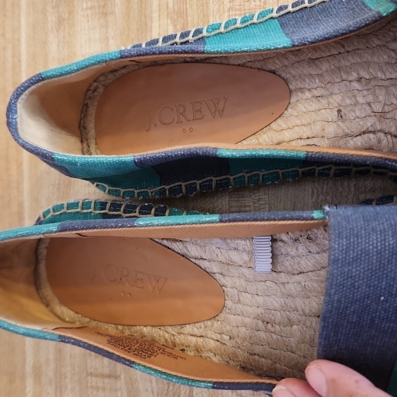 J. CREW Striped Canvas Slip on Espadrille Flats - Blue and Teal, size 10 - Picture 6 of 11
